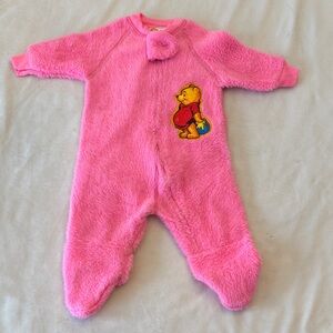 Vintage Disney Winnie the Pooh Fuzzy Fleece Sleeper, sz Newborn